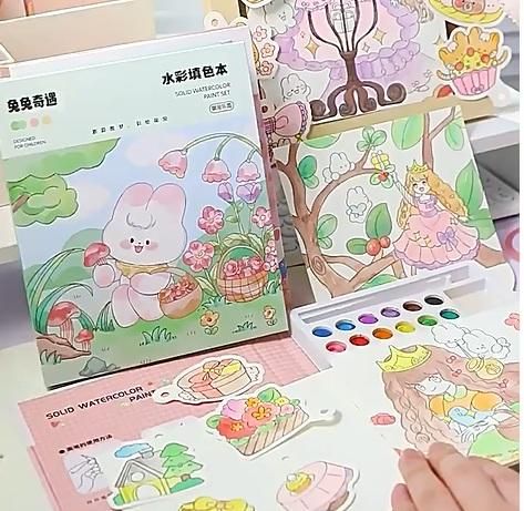 Kid's Cartoon Art Coloring Painting Set