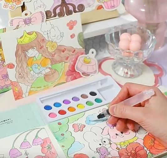 Kid's Cartoon Art Coloring Painting Set